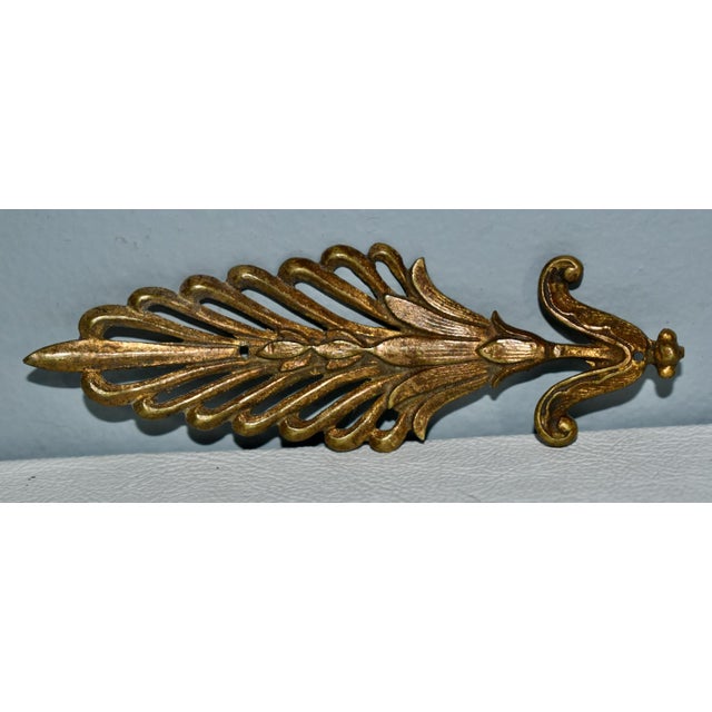 Antique Decorative French Style Brass Ormolu Leaf Design For Sale - Image 4 of 12