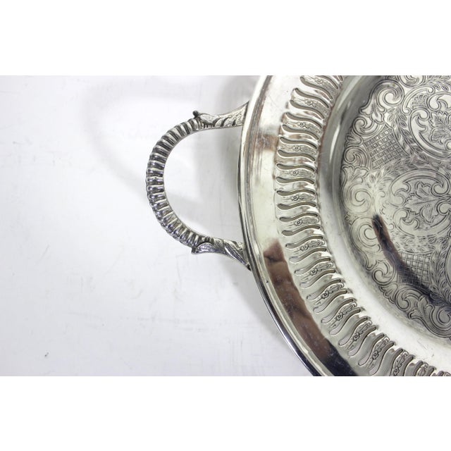 Vintage Small Silver Plated Tray Trinket Dish With Pierced Detail and Handles For Sale - Image 6 of 9