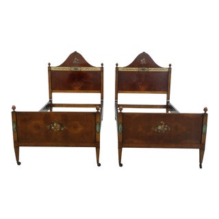 Adam Style Walnut Twin or Single Beds - a Pair For Sale