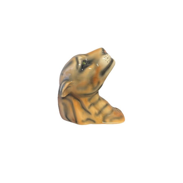 1990s Vintage Glazed Ceramic Jaguar Head Wallhanger For Sale - Image 5 of 9