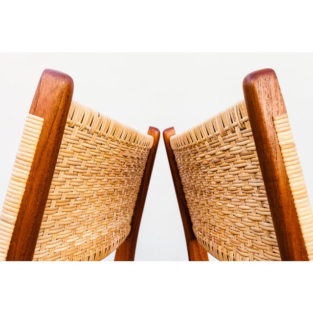 Hans Wegner Ch 31 Teak & Rattan Dining Chairs, Danish Mid Century Modern For Sale - Image 11 of 16
