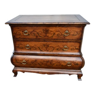 Vintage Harden Bombe' Three Drawer Painted Pine Tuscan Style Chest of Drawers For Sale