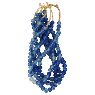 Blue & Ice Glass Bead Strands - Set of 4 For Sale