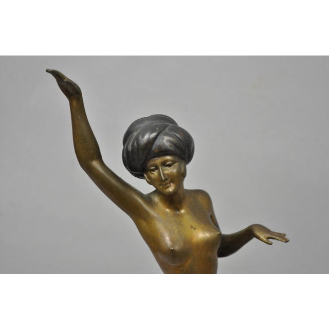 Vintage Reproduction French Art Deco Style Bronze Flapper Dancer Figure Statue For Sale In Philadelphia - Image 6 of 17