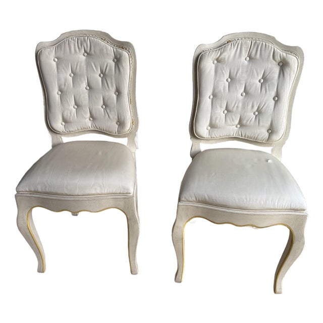 Jacques Bodart Louis XV Style Chairs With Hand-Painted Cane, a Pair For Sale