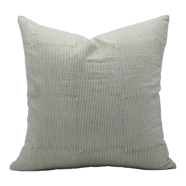 Square/Lumber Floral Block Printed Pillow Cover 14x20 Inch- Pure Linen - Lehar For Sale