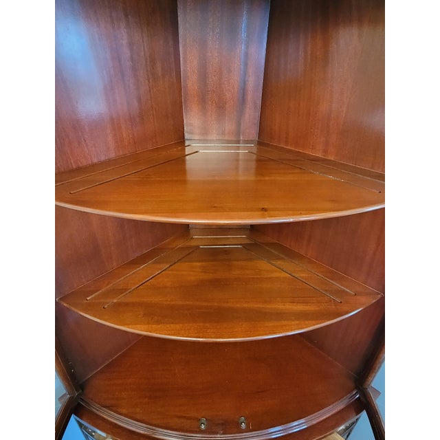 Wood 1940s Regency Bow Front Flame Mahogany Corner Cabinet by Morganton Furniture For Sale - Image 7 of 14