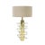 Contemporary italian pair of table lamps. Cylindrical structure made of brass with clear murano glass pieces. dimensions...