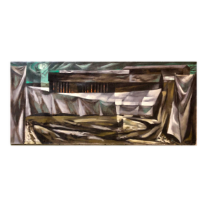Paul ZimmermanSocial Realist Street Scene Modernist Landscape Oil Painting, 1953