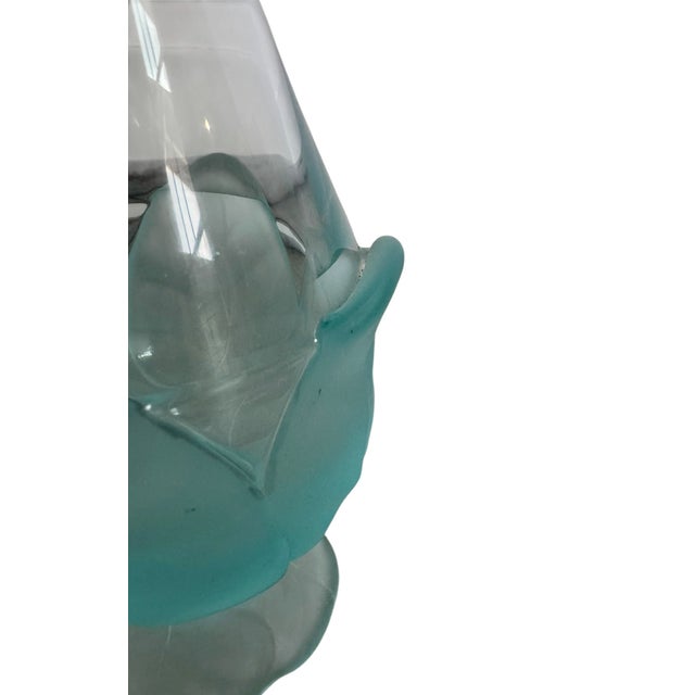 1960s The Retro Bloom: A Mid-Century Modern Classic Aquamarine Bud Vase by Viking Glass For Sale - Image 10 of 13