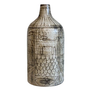 Studio Ceramic Vase with Incised Symbol and Line Decoration by Gerhard Liebenthron, Bremen, Germany, 1963 For Sale