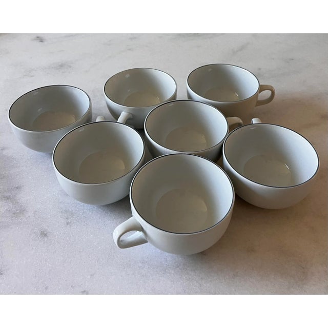 Ceramic Royal Copenhagen Fajance Blue Line Coffee Cup With Saucers - Set of 7 For Sale - Image 7 of 12