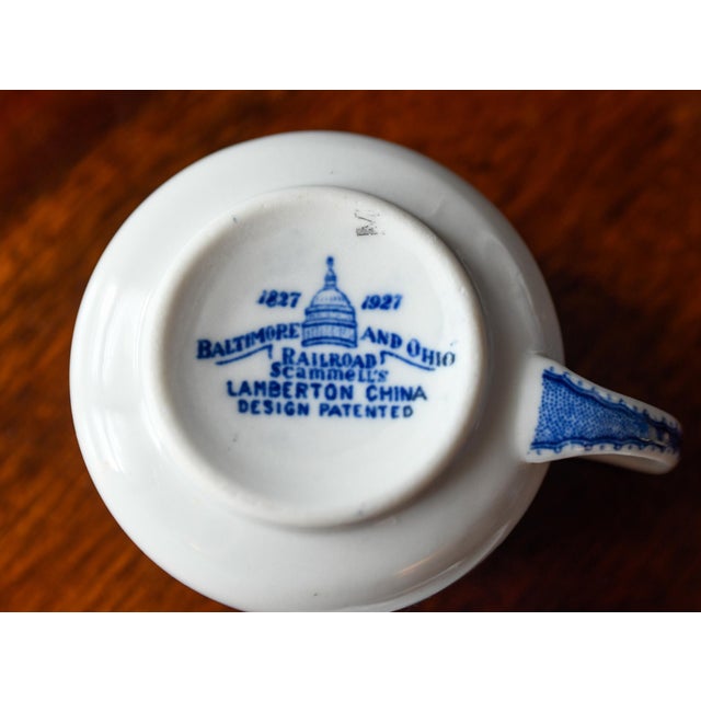 Blue 1920s Set of Baltimore Ohio Railroad Centennia Restaurant Ware Train Tea Set, Celery Dish, Tea Pot, Demitasse, Butter Pat For Sale - Image 8 of 12