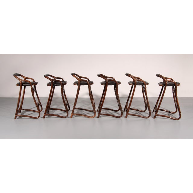 1970s Mid-Century Bamboo Bar Stools from Horsnæs, Denmark, 1970, Set of 6 For Sale - Image 5 of 13
