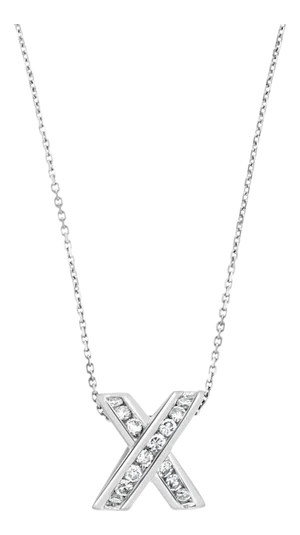 X Cross Diamond Necklace .73cttw 14k White Gold 16"