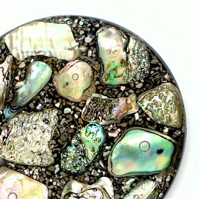 Mid-Century Resin & Abalone Trivet Curation - Group of 3 For Sale - Image 11 of 17