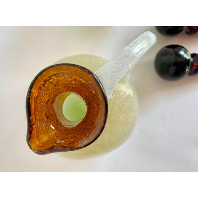 1970s Murano-Style Hand-Blown Frosted Art Glass Barware Set - 8 Pieces For Sale - Image 9 of 9