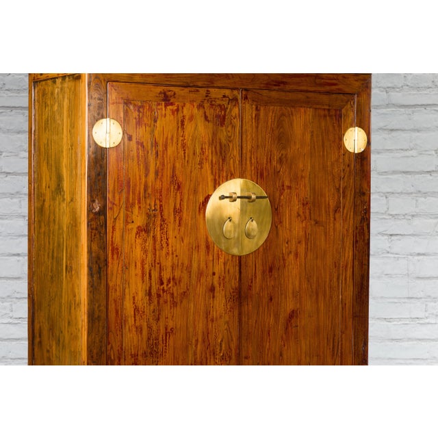 19th Century Chinese Qing Dynasty Compound Cabinet with Brass Hardware For Sale - Image 4 of 13