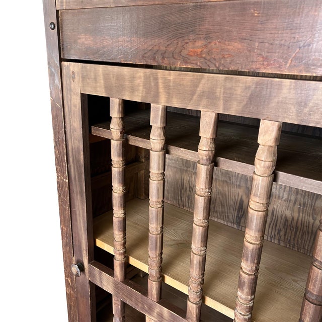 Late 19th Century Primitive Spanish Colonial Bread Cupboard With Spindle Door, Santa Fe 1800s For Sale - Image 5 of 18