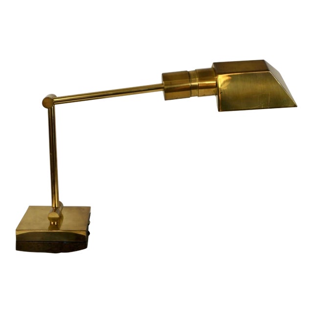 1970’s Mid-Century Modern Brass & Marble Desk Lamp For Sale