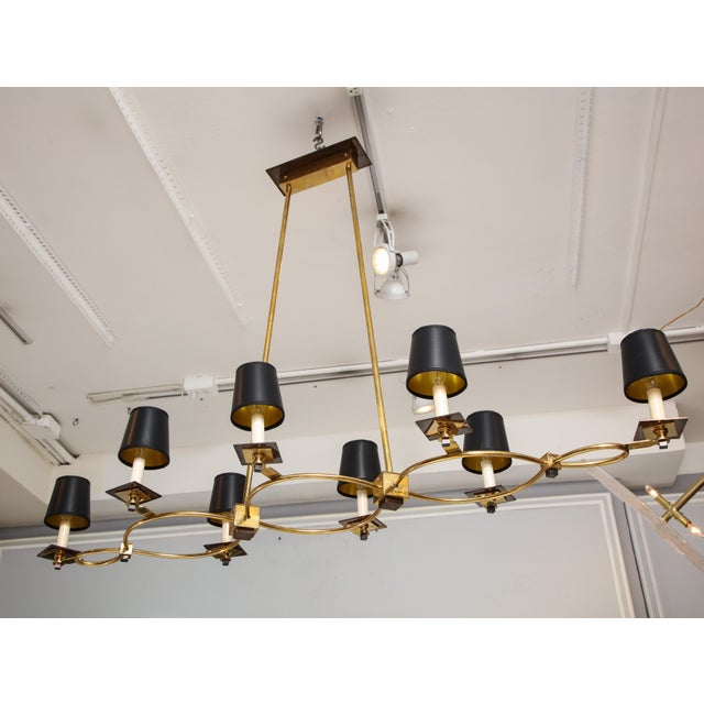 Mid-Century Modern Bespoke Brass and Bronze Eight-Arm Fixture in the Mid-Century Manner For Sale - Image 3 of 9