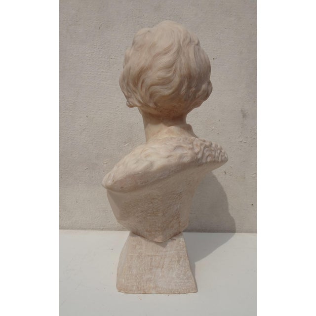 Stone Italian Artist, Large Art Deco Carved Bust of Woman, 1920s-1940s, Alabaster For Sale - Image 7 of 18