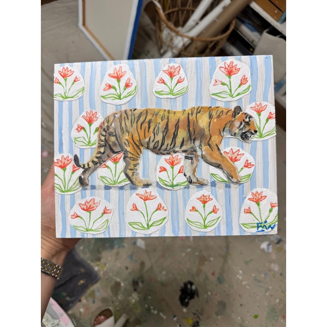 Impressionist "King of the Jungle" Original Mixed Media Tiger Painting For Sale - Image 3 of 4