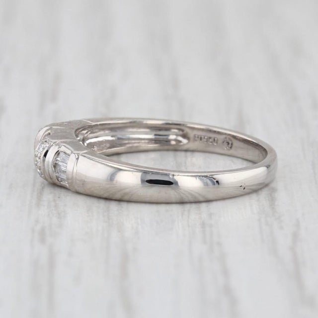 Modern 0.27ctw Diamond Wedding Band 950 Platinum Stackable Ring Size 6.5 For Sale - Image 3 of 8