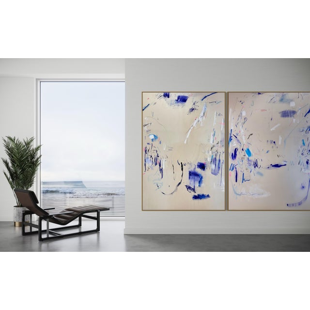 2020s Contemporary Abstract Acrylics, Marker, Spray Paint, Charcoal on Raw Canvas "Sign of the Times (Diptych)" by Manuela Karin Knaut - Set of 2 For Sale - Image 5 of 8