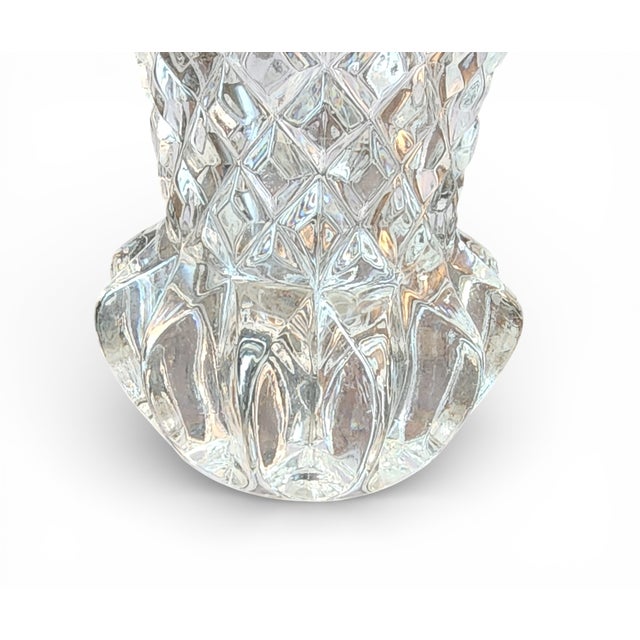 Vintage Diamond Cut Crystal Vase ~ 6.5" H, 1960s For Sale - Image 4 of 14