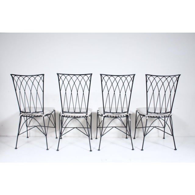 Set of 4 Black Iron Dining Side Chairs, C. 1980 For Sale - Image 9 of 18