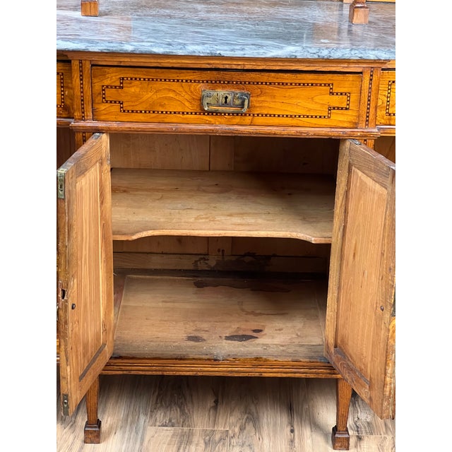 Brown Antique Portuguese Eucalyptus Marble Top Buffet Server Signed s.f. Lisboa C. Late 1800s For Sale - Image 8 of 10