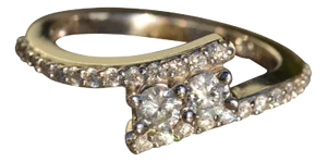 The Elidia: Ladies 14K Two Stone Diamond Bypass Ring