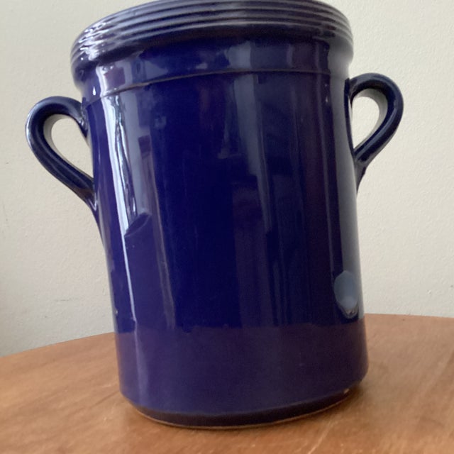 Vintage Original Italian Ceramic Blue Glazed Wine Cooler Handmade by Habitat For Sale - Image 12 of 12