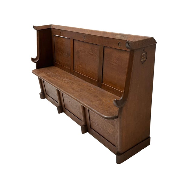 1920s Art Deco Three-Seat Bench in Oak by Willem Penaat, 1920s For Sale - Image 5 of 17