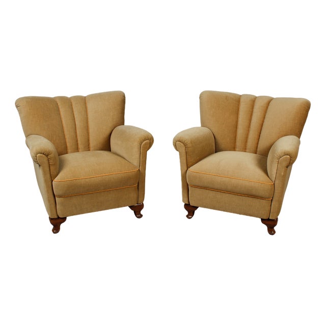 Set of Art Deco Velvet Armchairs, Germany, 1940s For Sale