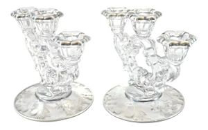 Leaf & Vine Sterling Overlay Candle Holders - a Pair