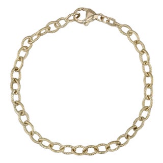 Cable Chain Bracelet 14k Yellow Gold 6.75" 4mm For Sale