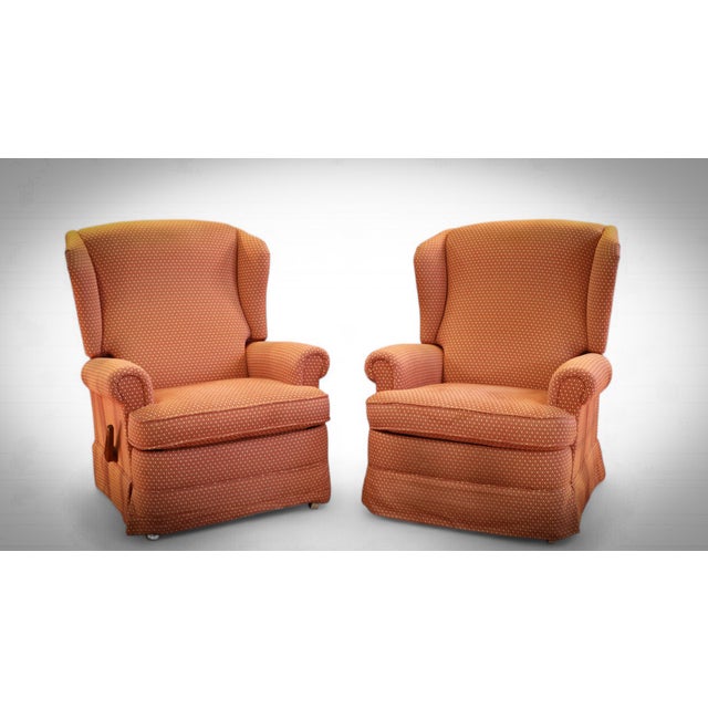 Vintage Recliner Lounge Chairs in Coral Fabric, 2010s, Set of 2 For Sale - Image 16 of 16