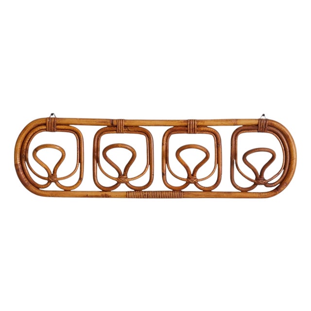 Italian Bamboo Mounted Coat Rack Attribute to Franca Helg & Franco Albini, 1960s For Sale