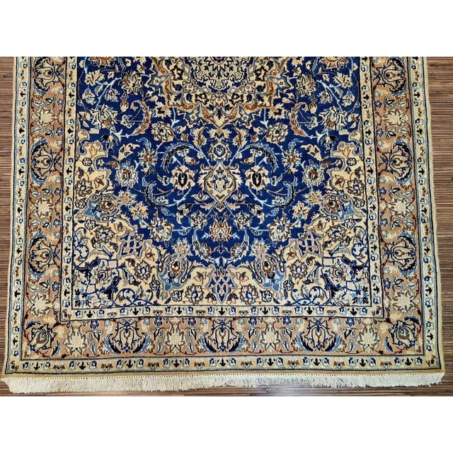 Persian Nain 9La Cork Wool Hand-Knotted Blue For Sale - Image 9 of 11