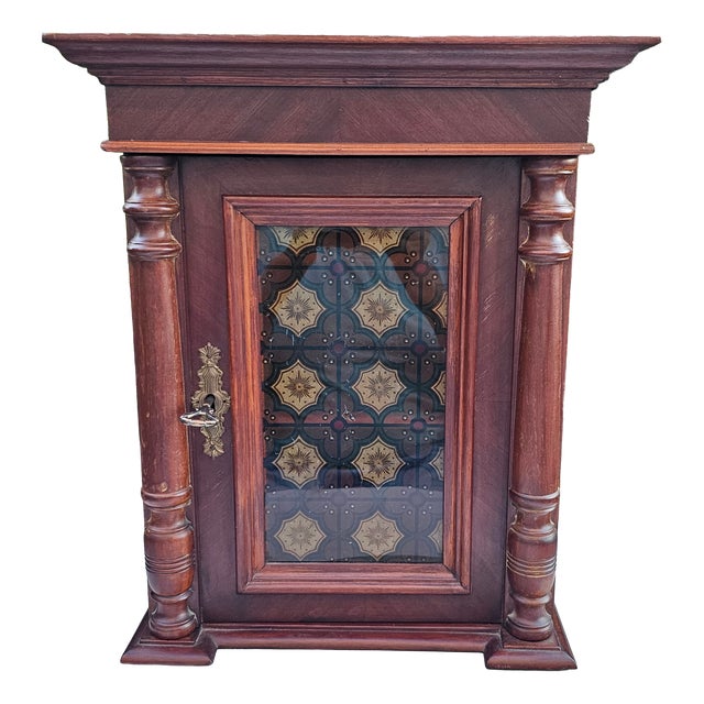 Neo-Baroque Cabinet with Stained-Glass Panel For Sale
