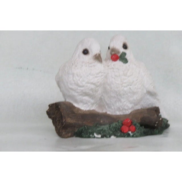 Stone Critters Sc 407 White Doves Birds Sitting on a Branch Figurine For Sale - Image 10 of 10