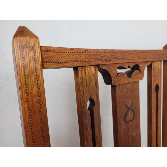 1910s Edwardian Bedroom Chairs in Oak, 1910s, Set of 2 For Sale - Image 5 of 18