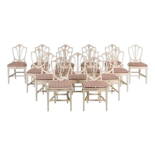Set of Thirty Painted Georgian Hepplewhite Shield Back Dining Chairs For Sale