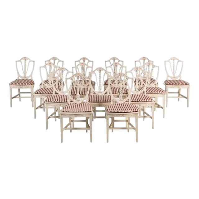 Set of Thirty Painted Georgian Hepplewhite Shield Back Dining Chairs For Sale
