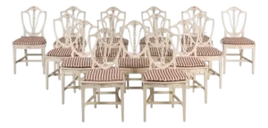 Set of Thirty Painted Georgian Hepplewhite Shield Back Dining Chairs