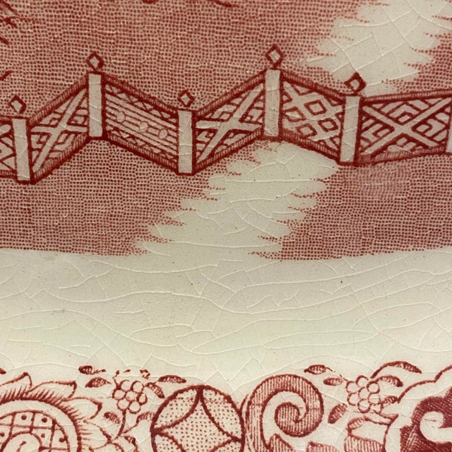 William Adams and Company 1890s Antique William Adams & Sons Red Willow Serving Platter For Sale - Image 4 of 8