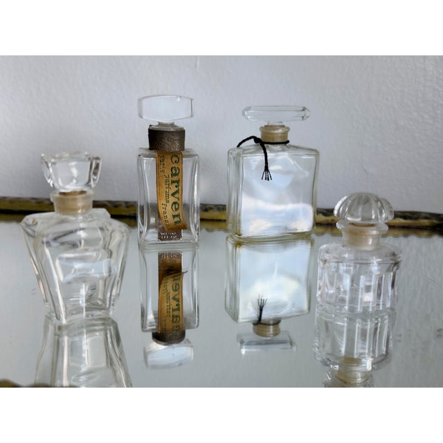 Vintage 1940s–1960s French Art Deco Glass Perfume Bottles Chanel Style Carven Set of 4 Flacons For Sale - Image 15 of 15