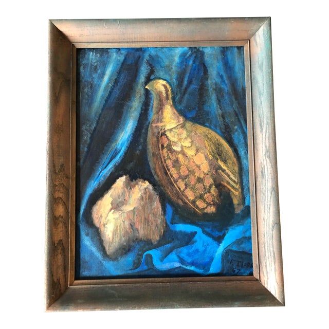 Original Vintage 1960’s Still Life W/Pheasant Sculpture Painting For Sale